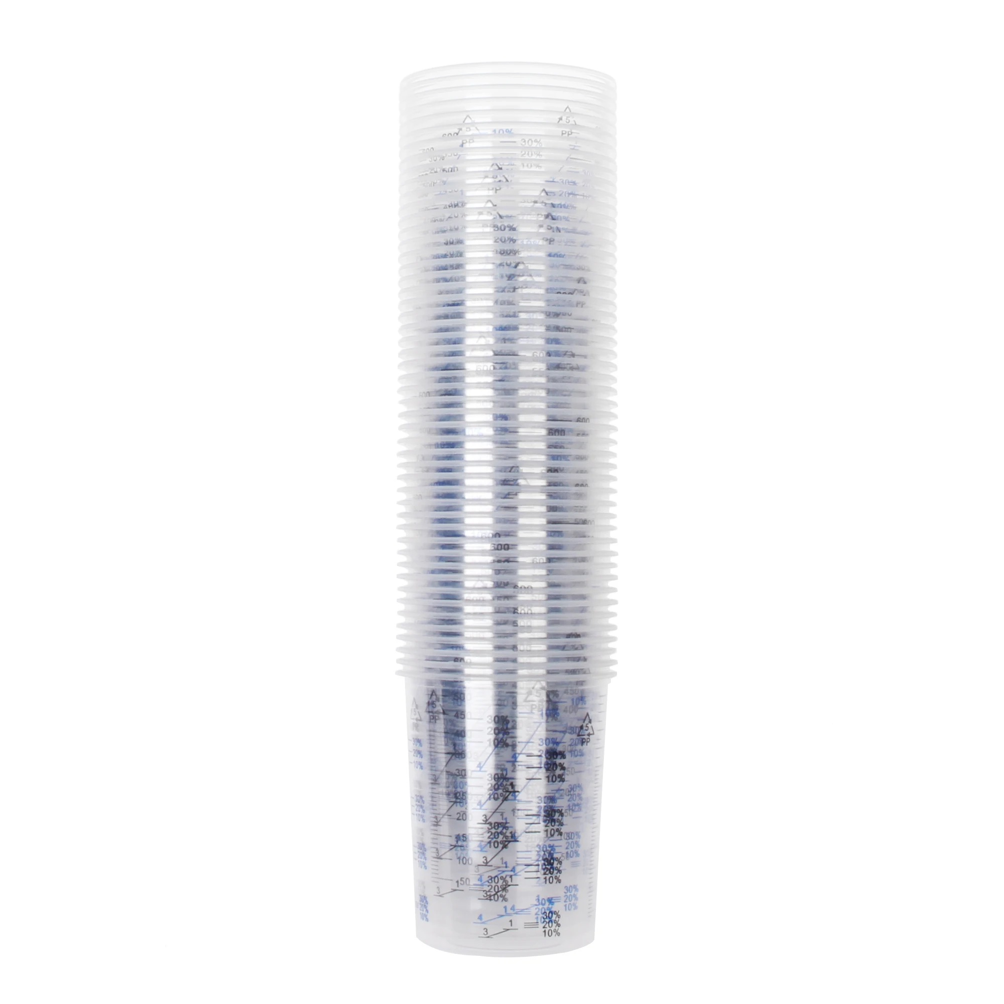 50pcs 600ml Transparent Measuring Cup Disposable Transparent Stirring Cup With Scale Experimental Supplies Thickened PP Material