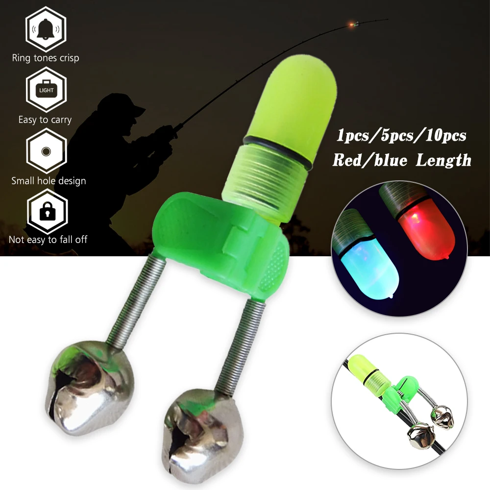 

1pc/5pcs/10pcs LED Light Fishing Alarm Rod Bite Alarm Bells Ring Red Light Alerter Outdoor Night Electronic Fishing Tool