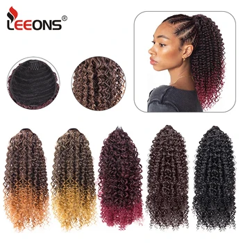 

Leeons Long Afro Kinky Curly Ponytail Hair 5 Colors Ombre Brazilian Drawstring Ponytail Clip In Hair Extensions Blonde Brown Bug