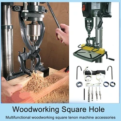 Woodworking Square Hole Tenoning Machine Bench Drill Square Tenoner Equipment Wood Punching Equipment DIY Square Hole Punch Tool