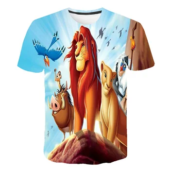 

2020 Summer Children's Cute Cartoon T-shirt 3D Printing Boy Girl Casual Anime Lion T shirt O-Neck Fun All-match Tops