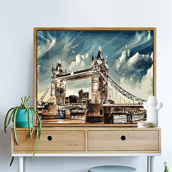 

Twin Tower Bridge Paintings By Numbers DIY Pictures Oil Coloring By Numbers Set Drawing By Numbers Canvas Decor New Arrivals