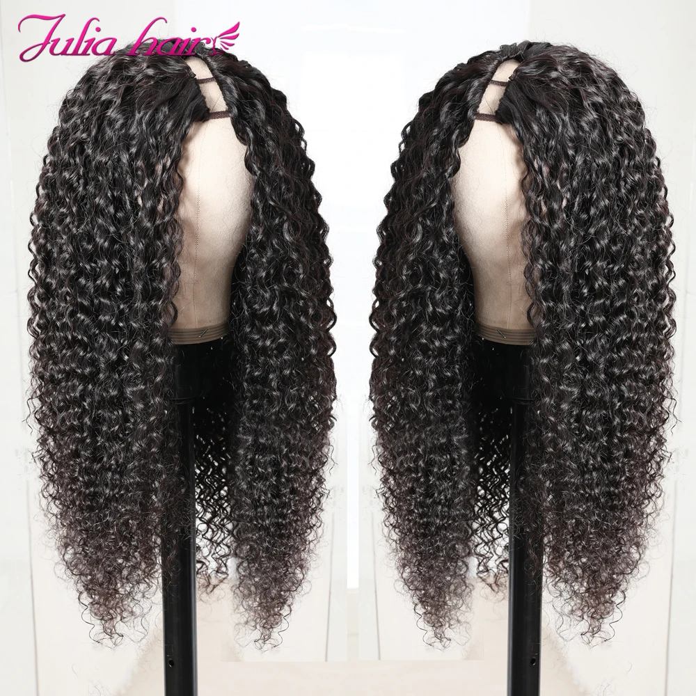 Brazilian Hair Curly U Part Wig Right Part Breathable Human Hair Wigs No Sew In Julia Virgin Hair Jerry Curly 3x1 U Part Wig (10)