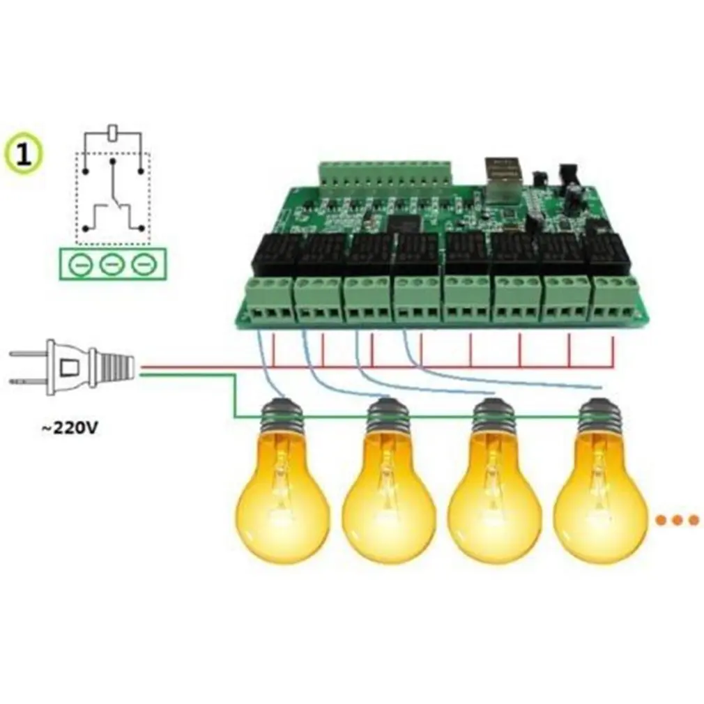 8 способ IO 8-канальный сетевой релейный сетевое реле двойной контроль Ethernet TCP Modbus