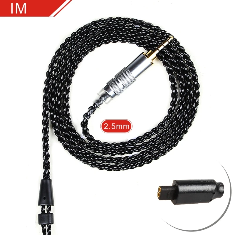 2.5mm IM Black FDBRO 2,5 мм кабель для наушников DIY одиночный Кристалл Медь посеребренный A2DC MMCX Кабо 2PIN IE80 IM Hifi наушники Fever Upgrade Кабо - Цвет: 2.5mm IM Black