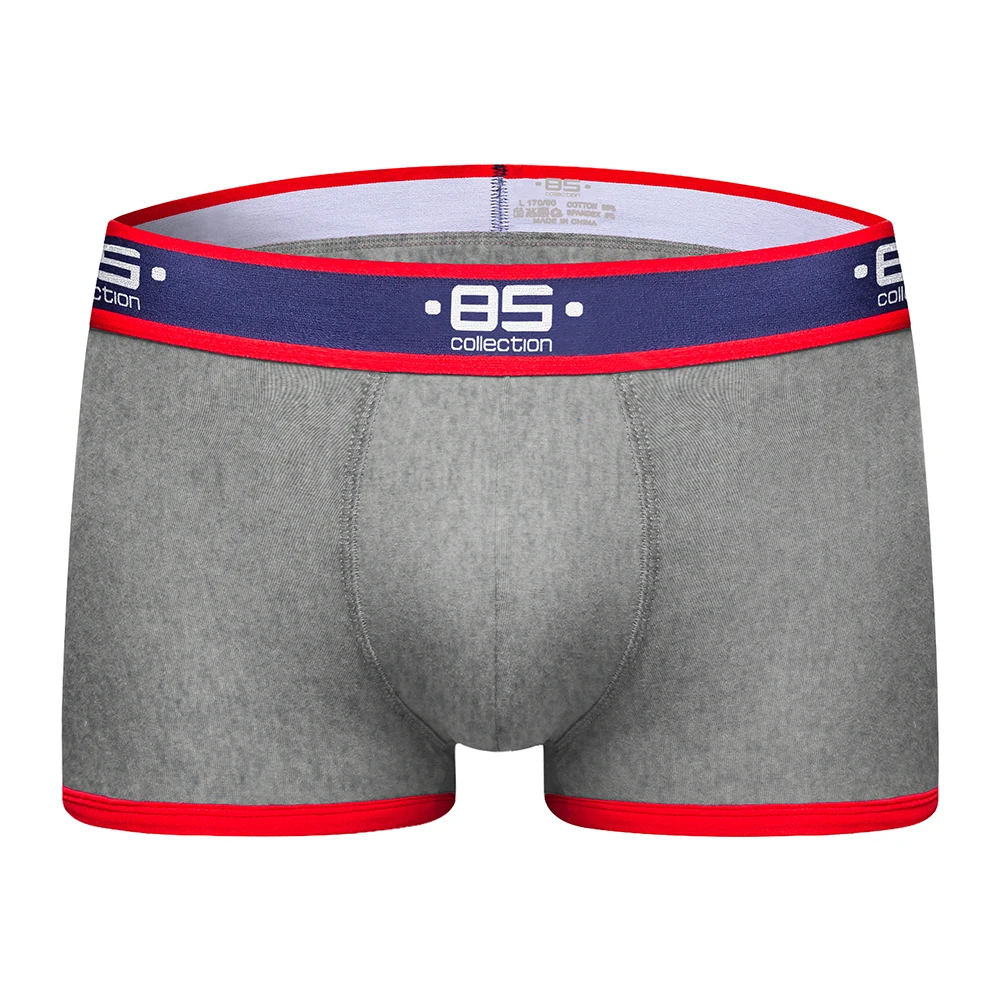 BS Boxer Мужское нижнее белье cuecas сексуальные дышащие боксеры спандекс трусы Трусы боксеры шорты BS176 - Цвет: BS138-GREY