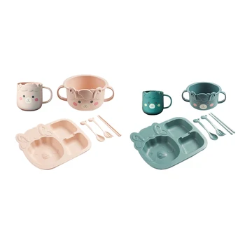 

6 Pcs Baby Sheep Tableware Children's Dinner Plate Grid Home Creative Cartoon Feeding Dishes