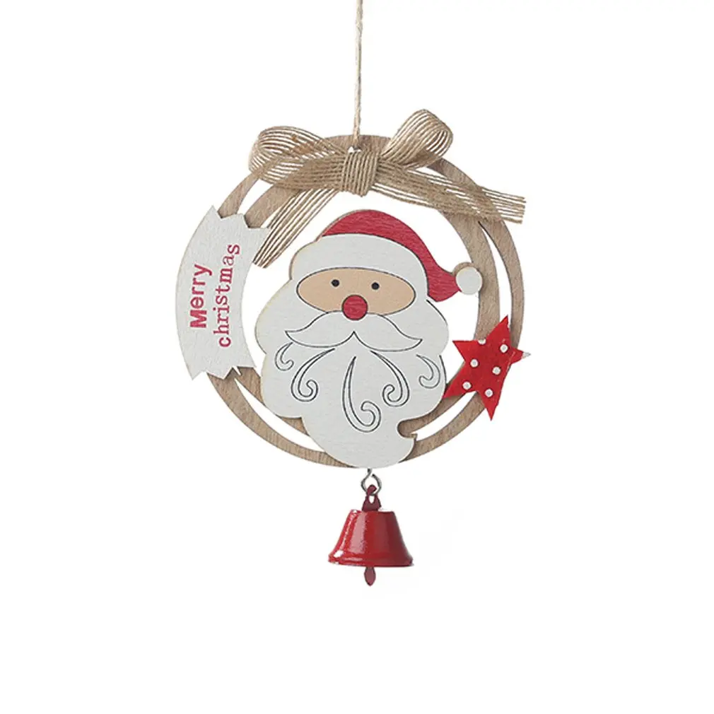 

Wooden Ring With Bell Christmas Pendant Creative Christmas Tree Wooden Ornament Christmas Decoration