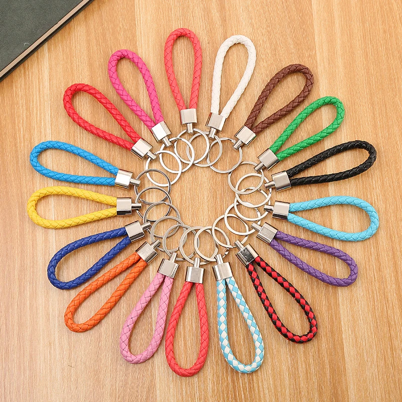 Set 8 Portachiavi Colorati In Pelle PU Intrecciata A Mano - Cordino In Ecopelle Con Anello In Acciaio, Regalo Ideale Per Uomo E Donna, Vari Colori