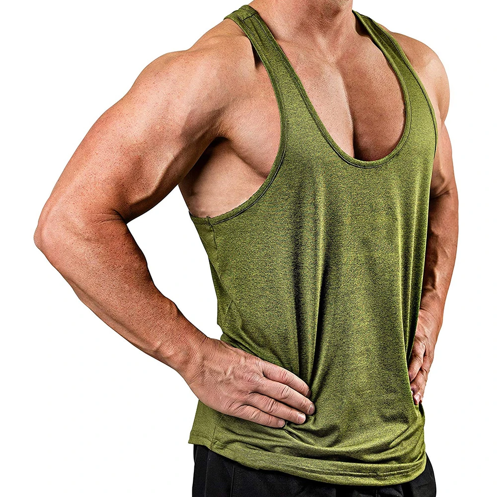 HEFLASHOR Men Gym Muscle Sleeveless Shirt Tank Top Bodybuilding Fitness