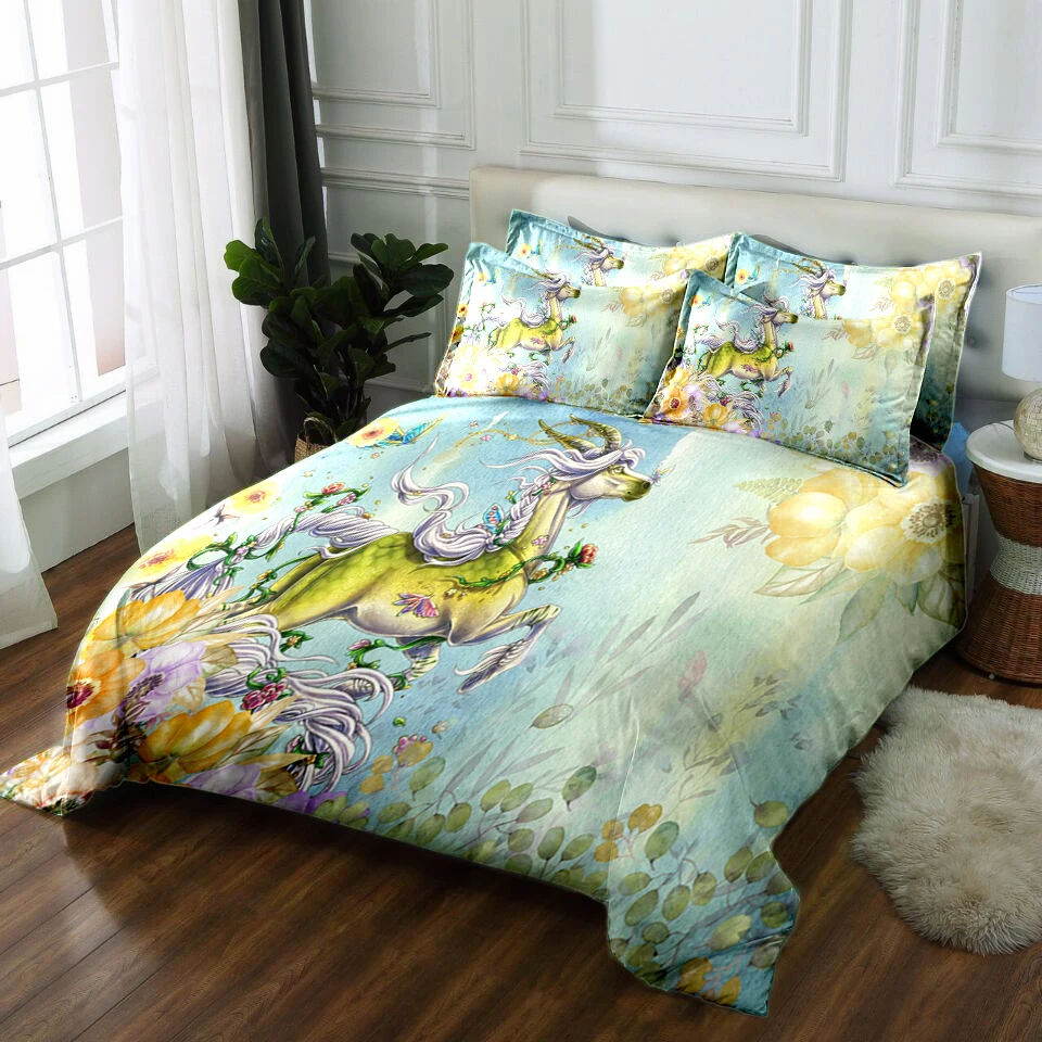 

Unicorn Bedding Set 3D Bedsheet Duvet Bed Cover Pillowcase Flat Sheet Twin Full King Queen Bed Linen