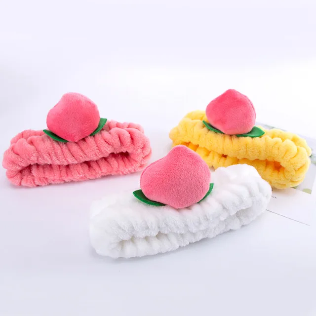 random 3 color 3 шт. розовый персиковый ободок для волос с сердцем для девочек, милая Корейская маска для душа, повязка на голову, эластичный мягкий тюрбан, аксессуары для волос - Цвет: random 3 color