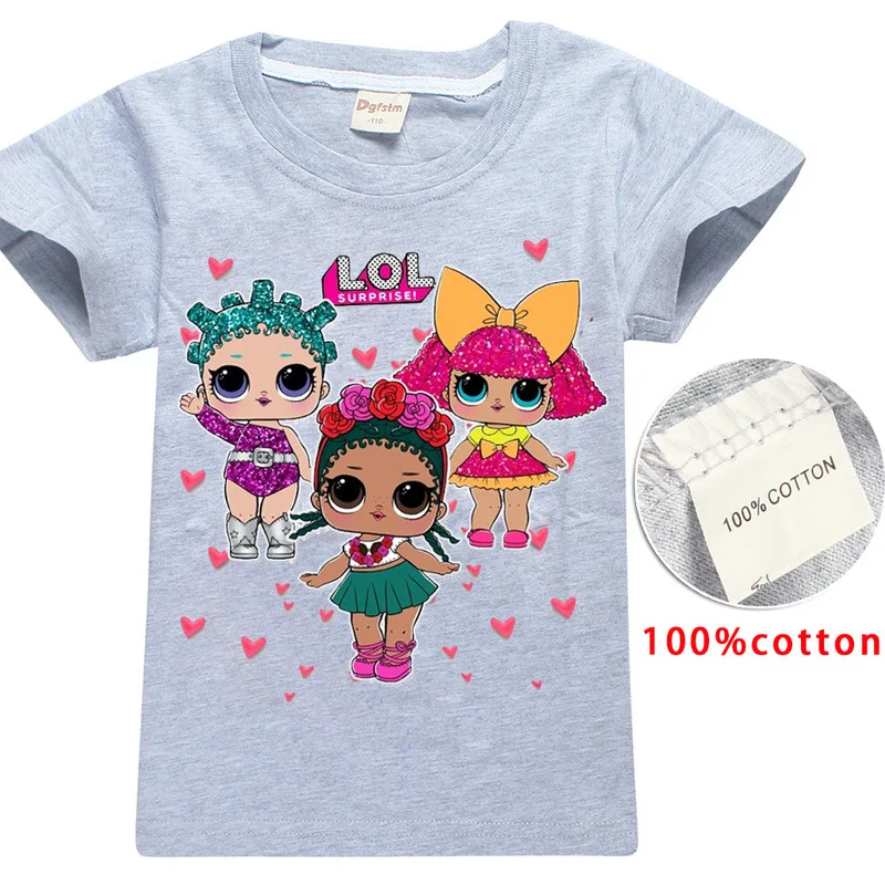 

2019 New LOl Girls T-shirts Summer Top 100% Cotton Girls Clothes Kids Tshirt Cartoon Teen Summer Clothing Tops Fashion Shirts