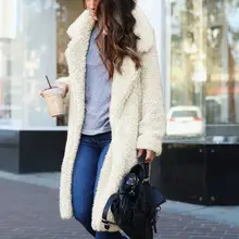 Женский топ, пальто с длинным рукавом, теплый, с отворотом, модный, средней длины, Одноцветный, для зимы, однотонный, плюшевый, с отворотом, флисовые куртки