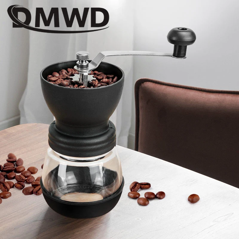 DMWD ручная коленчатая кофемолка ручной мини-измельчитель бобов для кофе кухонный Seed Cafe Spice шлифовальный станок керамическая мельница для заусенцев