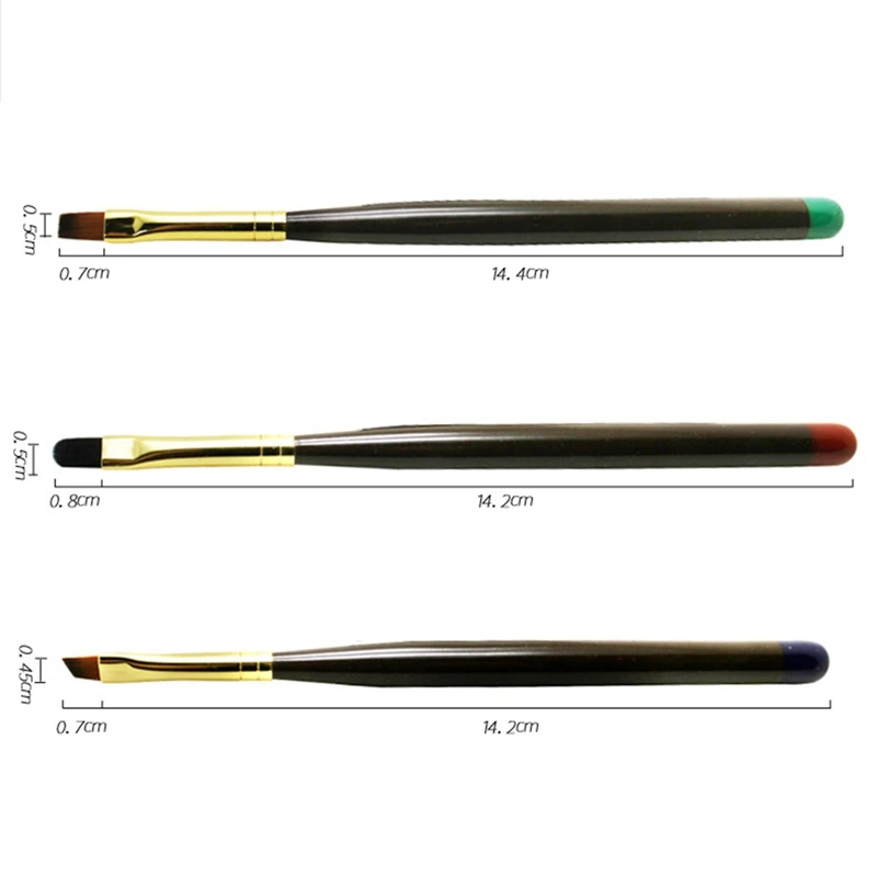 1Pc French Nail Brush Half Moon Acrylic UV Gel Drawing Painting Pen Black Green Silver Handle Nail Art Design Tool