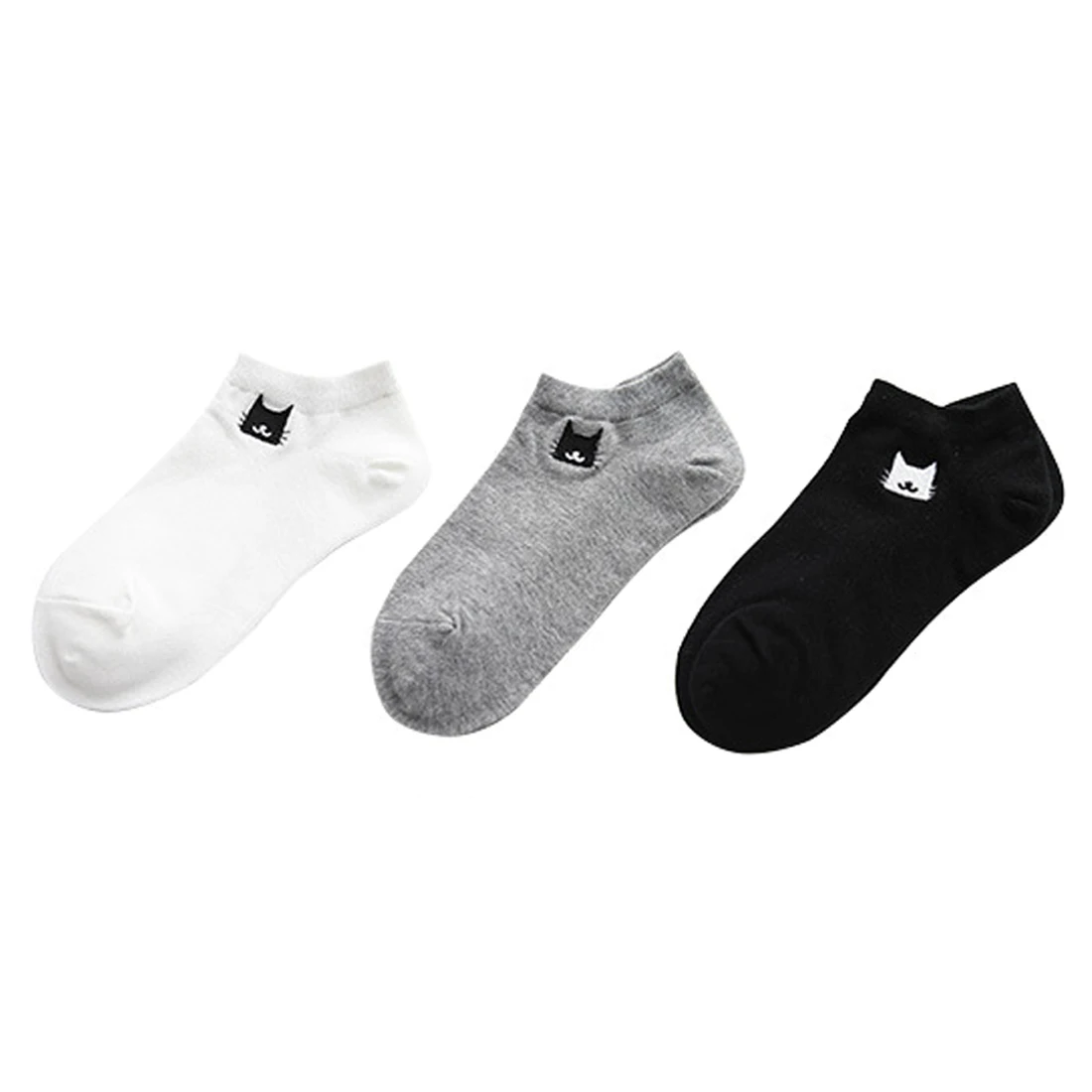 Embroidered Cat Boat Socks Spring Summer Warm Comfortable Breathable Wild Cotton Skin-friendly Women Socks