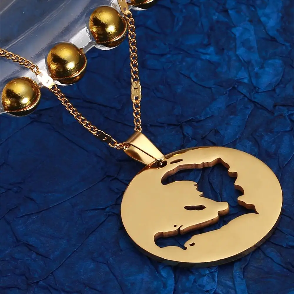 Stainless Steel The Republic of Haiti Map Pendant Necklace Fashion PORT-AU-PRINCE Map Charm Jewelry