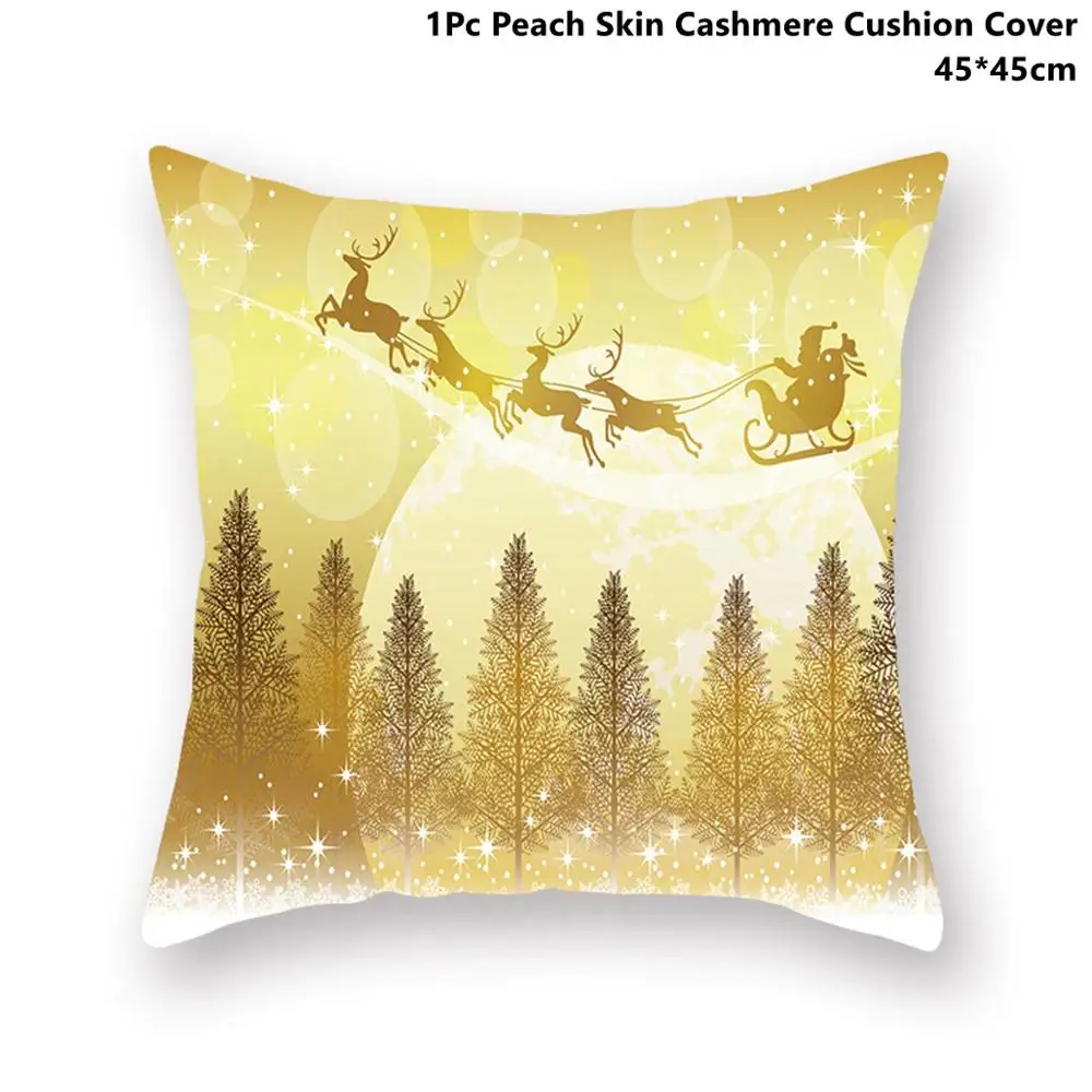 Xmas Pillowcase 44 Taoup, Золотая Рождественская наволочка с оленем, рождественским оленем, Рождественский Декор для дома, рождественские украшения, Рождественский Санта-Клаус - Цвет: Xmas Pillowcase 44