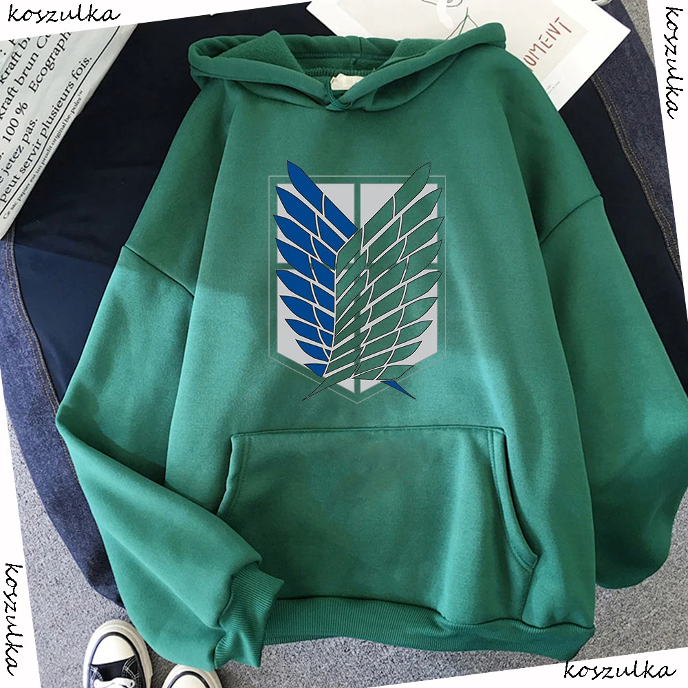 2020 Anime Hoodie Attack on Titan Hoodied Long Sleeve Streetwear Harajuku Sweatshirt Women Unisex Sport Hoody Green Tops G1