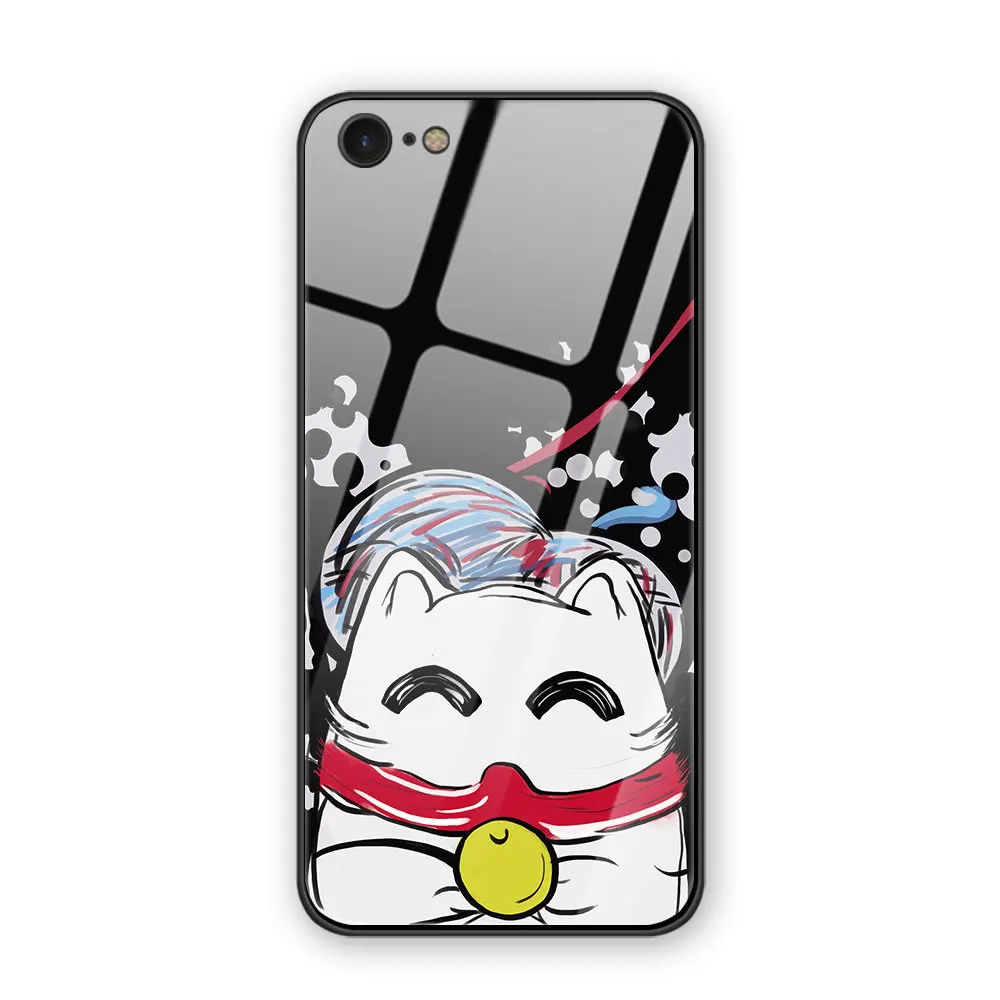 4 Christmas tree Tempered glass back cover phone case Rich cat For iphone XR X XS MAX 5 5S 6 6S 7 8 Plus 11 11ProMax Coque Funda - Цвет: 4