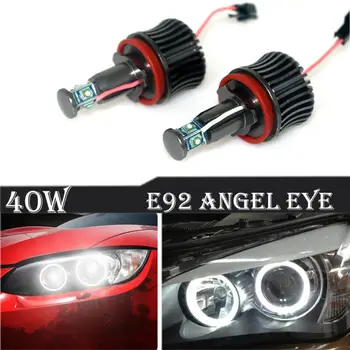 

For BMW E60 E61 E90 E92 X5 Angel Eye Bulbs 2pcs Aluminum Replacement Parts Wide angle 40W LED Light