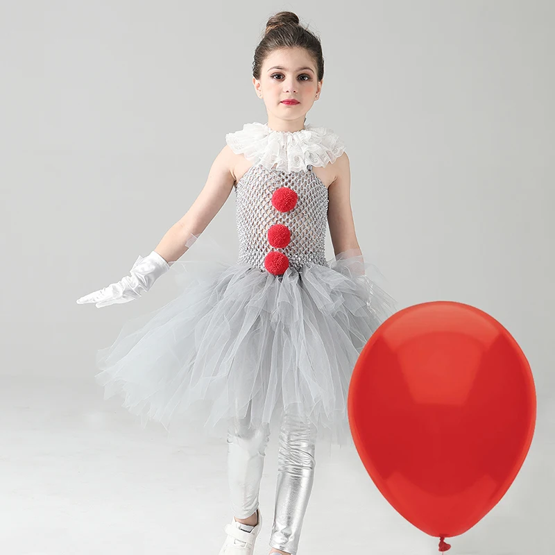 Tutu Tulle Pennywise It Clown Fancy Costume Cosplay For Kids