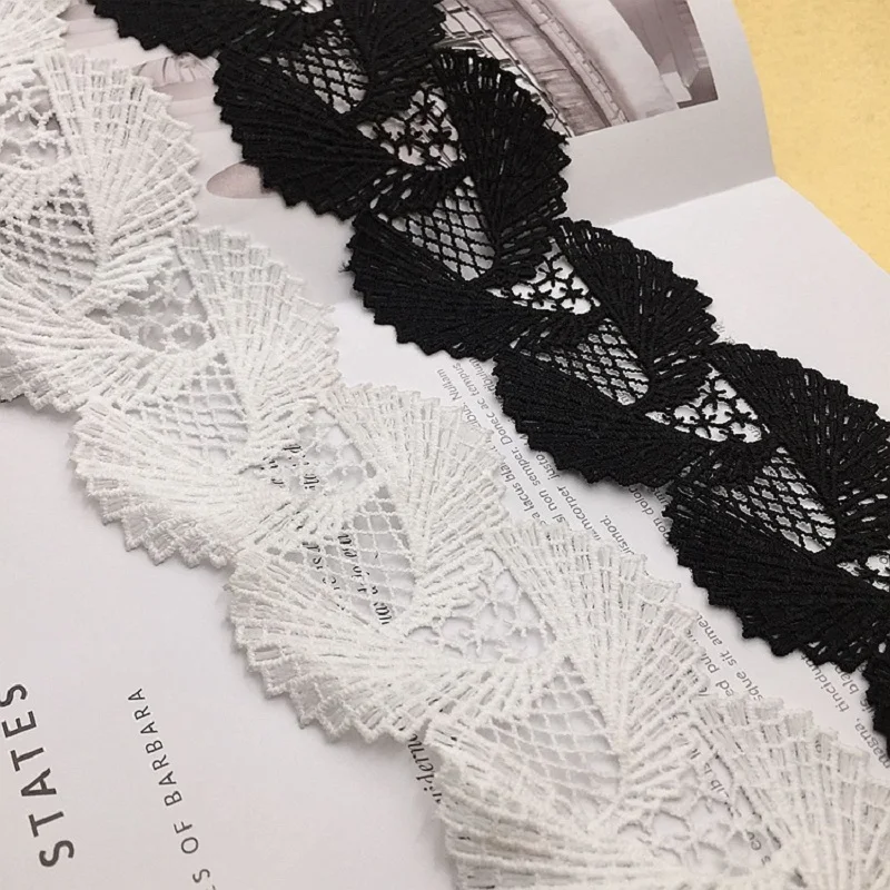

7cm double-row fan-shaped milk silk embroidery lace barcode water-soluble lace plum embroidery clothing accessories
