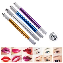 1 шт., 6 цветов, двойная головка, микроблейдинг, тату, боди-арт, 3D вышитые ручки, ручка для бровей, тату-машина, Перманентный макияж, инструменты