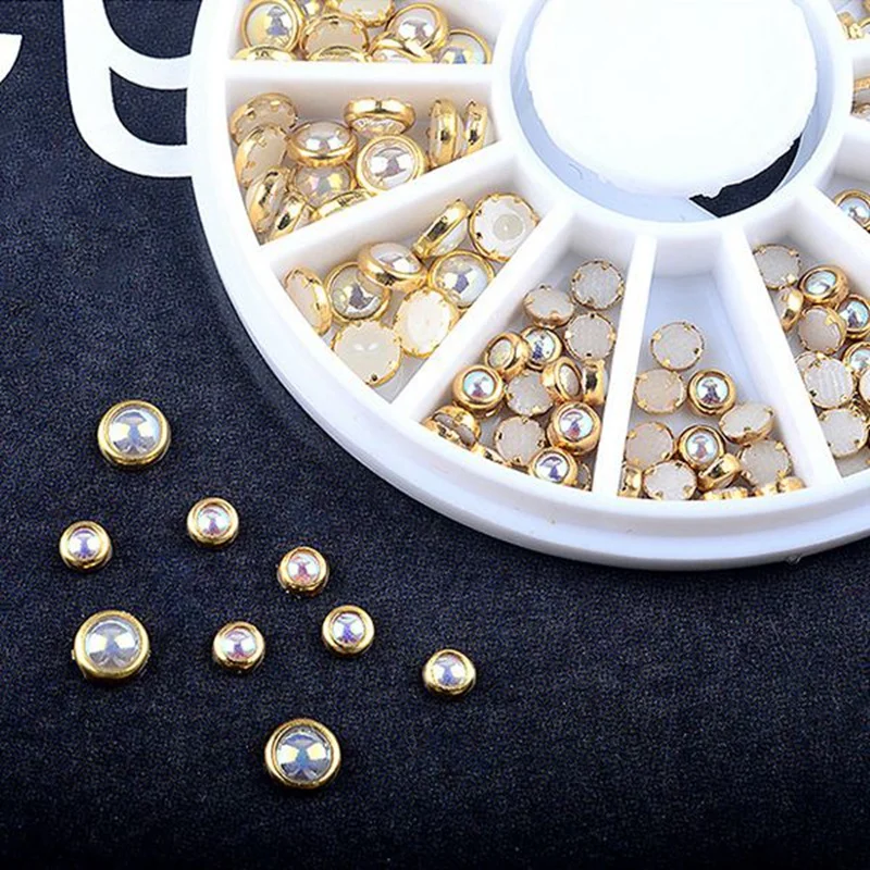192 Pcs 3D Nail Art Decals DIY Nails Decoration Sticker Glitter Manicure Studs Nail Tips, 180 Pcs 5Mm(B)& 12 Pcs Golden Geomet