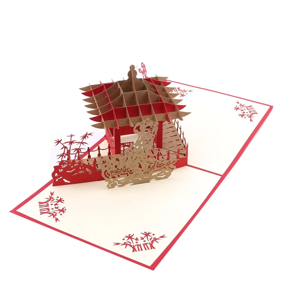 Jiangnan павильон 3D открыток Подарочная открытка с наклейки на конверте свадебные приглашения Поздравительные открытки юбилей Wenskaart