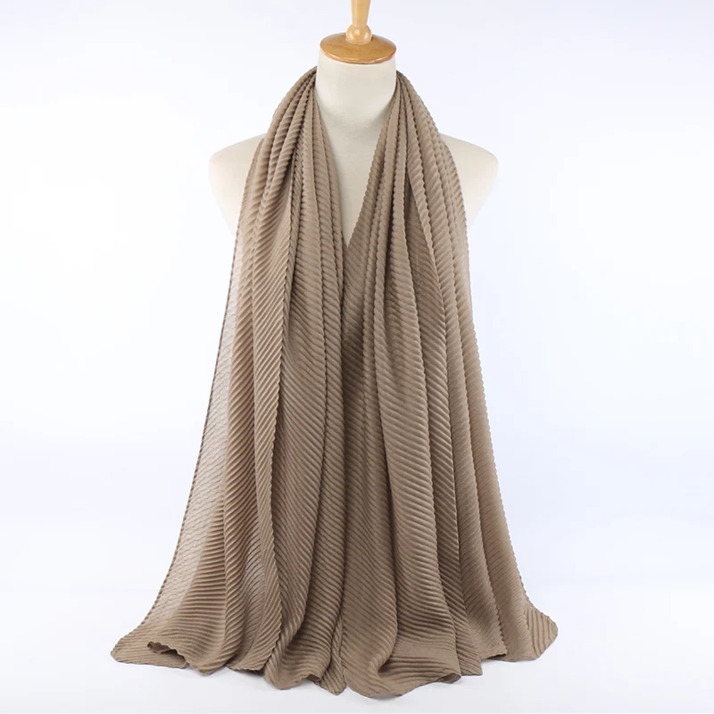 Морщин хлопок хиджаб шарф простые шали кашне в мусульманском стиле crinkle платок сплошной цвет обертывания тюрбаны-повязки шарфы 23 Цвета