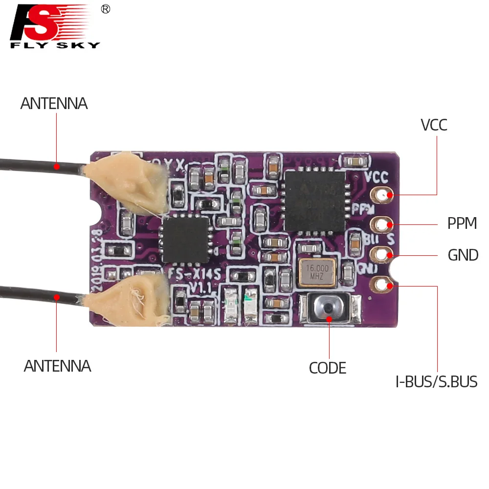 Flysky FS X14S 2 4G PPM i BUS S 14CH двойная антенна односторонний приемник для