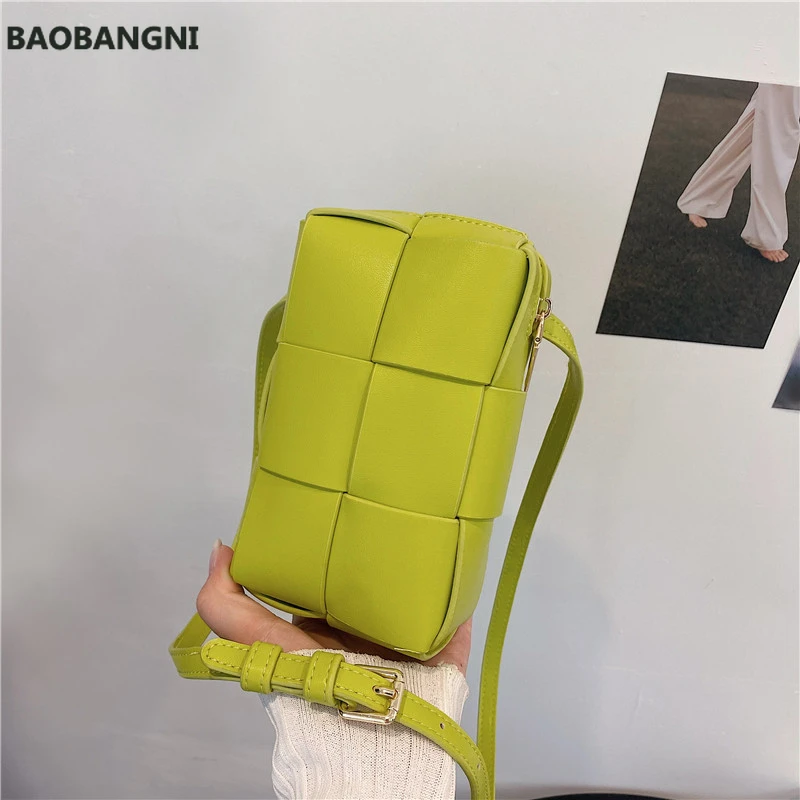 

Small PU Leather Small Square Bags for Women Fashion Women's Shoulder Bags Woven Crossbody Bag Sac Epaule