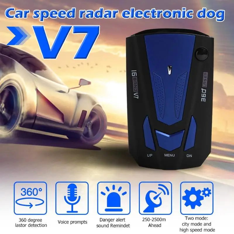 VODOOL V7 автомобильный радар-детектор английский русский автомобиль скорость голосовой сигнализации Предупреждение/X/K/Ka/Ct/La диапазон светодиодный дисплей скорость метр
