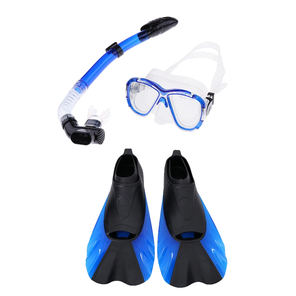 

Mask DRY TOP Snorkel Diving Fins 3pcs Silicone Snorkelling Set for Adult Junior