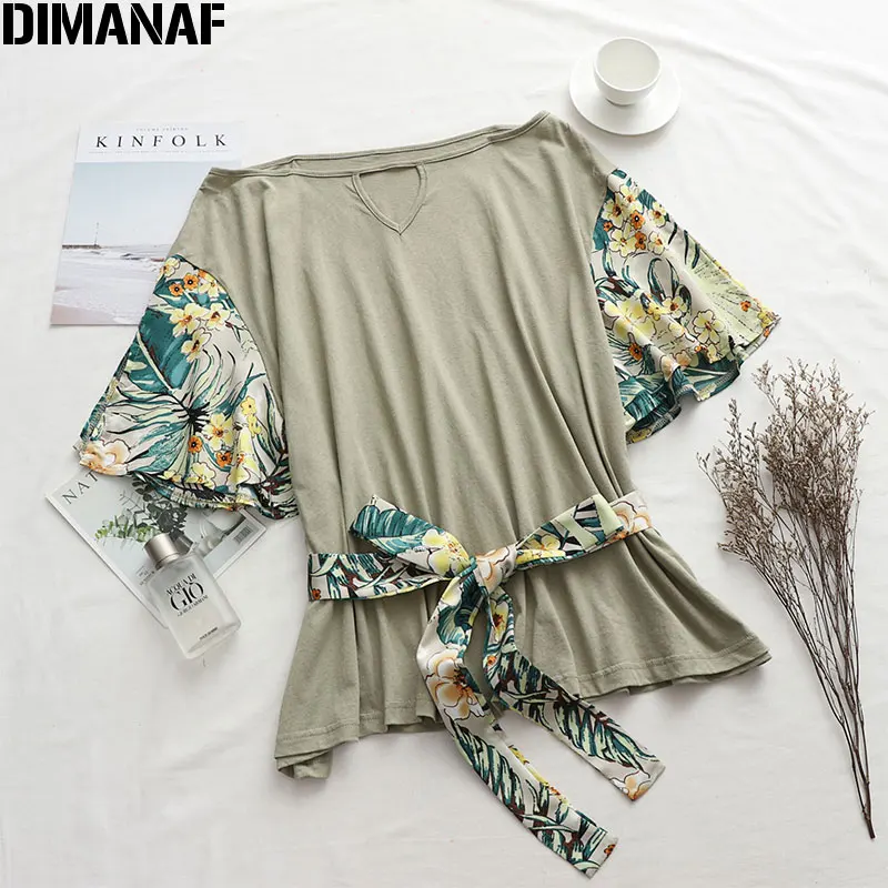 

DIMANAF Plus Size Women Blouse Shirts Elegant Lady Tops Tunic Loose Fashion Print Spliced Female Clothes Spring Summer Oversize