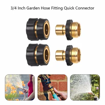 

2019 High Capacity 3/4 Inch Garden Hose Fitting Quick Connector Male and Female Set, 2 Set Support Wholesale Dropshipping 2019