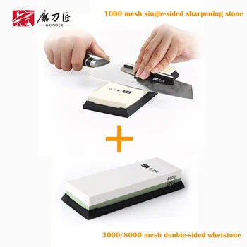 

1000 mesh white corundum single-faced sharpening stone and 3000/8000 high mesh sharpening knife sharpener-T7100W+TG6830