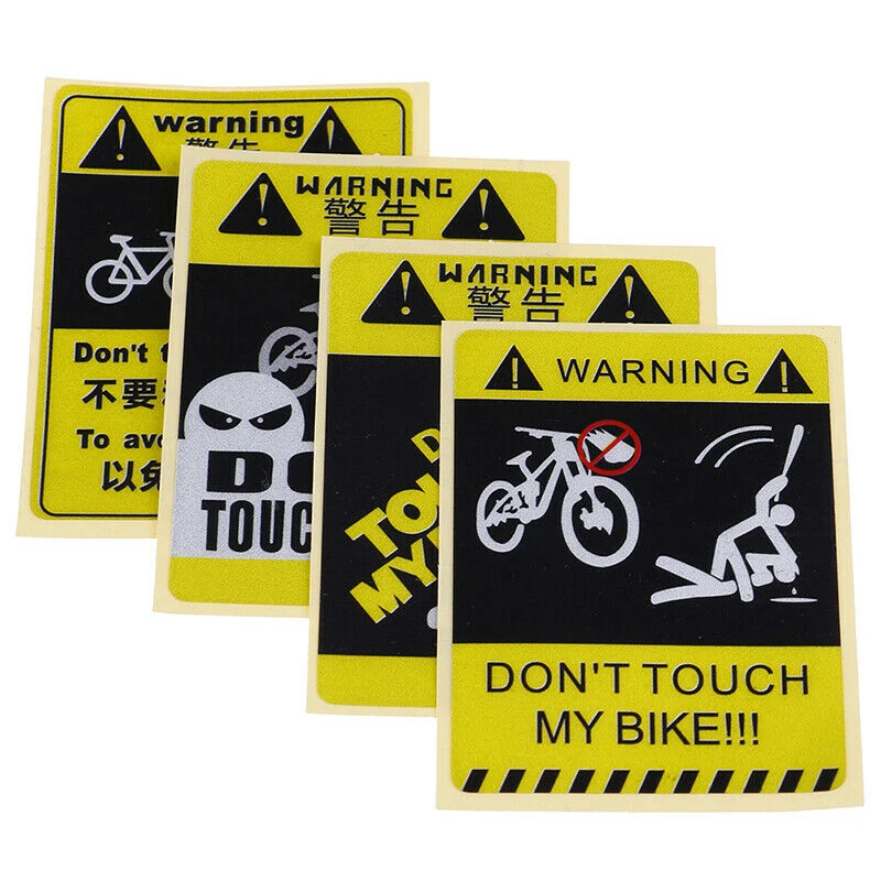 

Don't Touch My Bike! 4Pcs Bike Bicycle Decorative Warning Sticker Waterproof Reflective Safety Decals Quick Sticker Removable