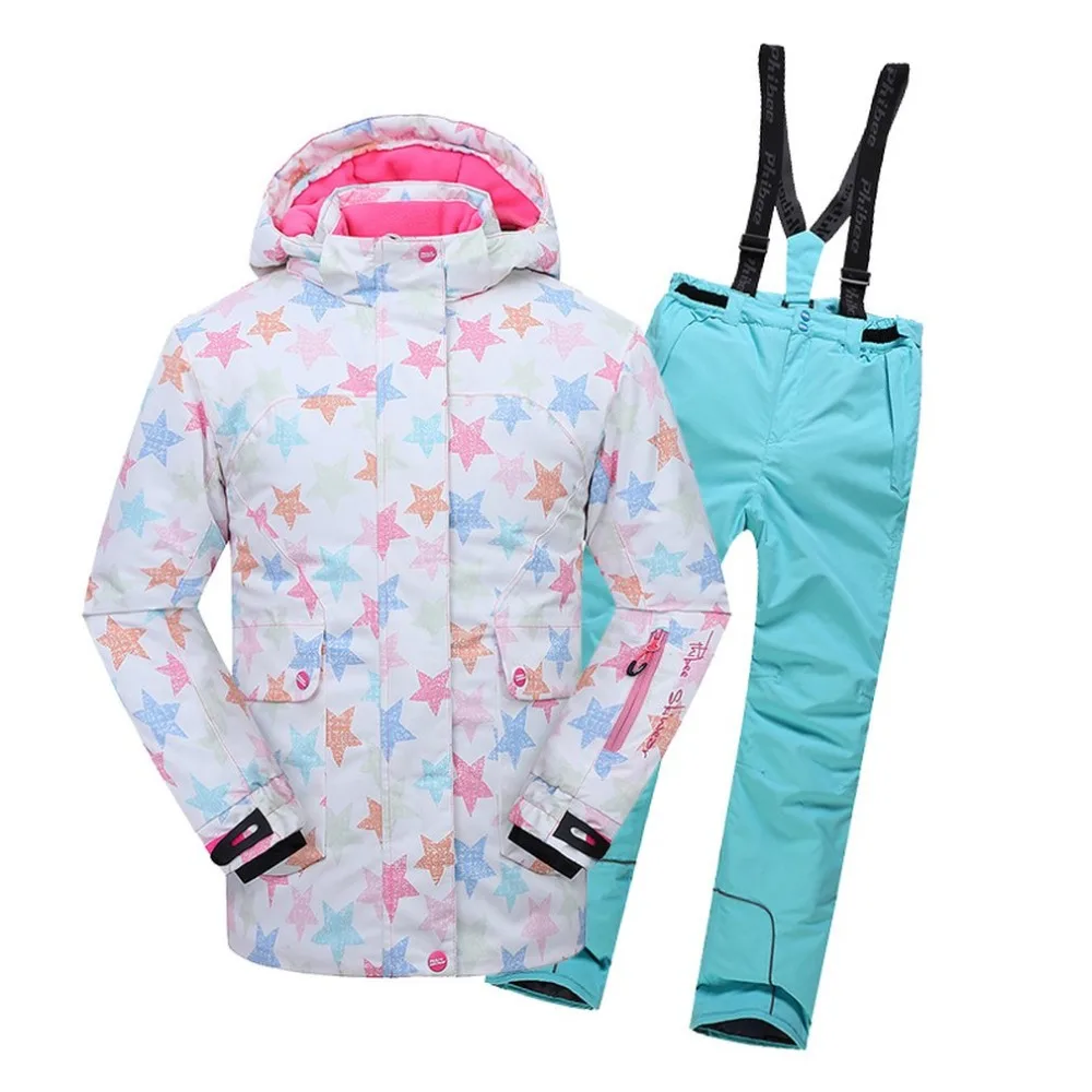 Phibee лыжный костюм, водонепроницаемые штаны+ куртка, набор зимних видов спорта, утолщенная одежда, лыжный костюм для взрослых s