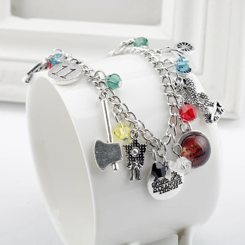 Fashion Stranger Things Crystal Beads Camera Phone Ax Bike 11 Bracelets Bangles For Woman Girls  Jewelry Gift
