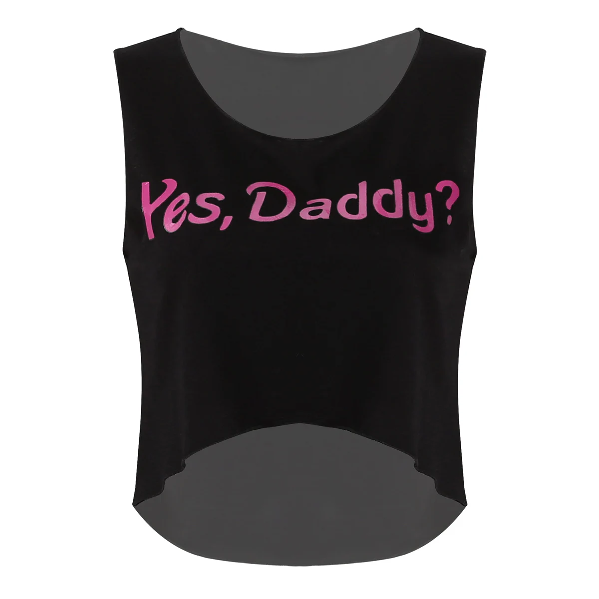 Iiniim женские Femme забавные Yes Daddy с принтом букв с овальным вырезом без рукавов Повседневное Короткие Топы Блузы для вечерние на открытом воздухе Клубная одежда