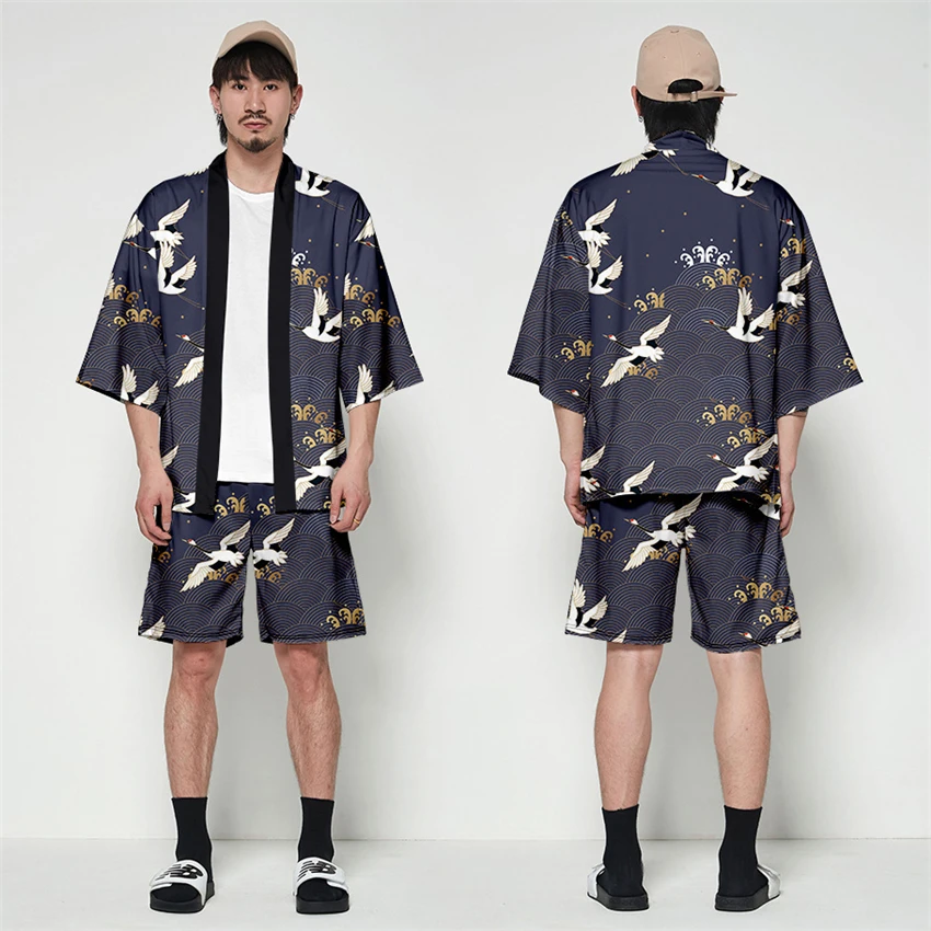 Кимоно для мужчин Haori японский стиль юката мужской костюм самурая кардиган