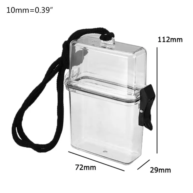 Transparent Waterproof Clear Cigarette Case Box Neck-hung Portable Plastic Lipstick Lighter Card Storage Box Holder with Lanyard 2