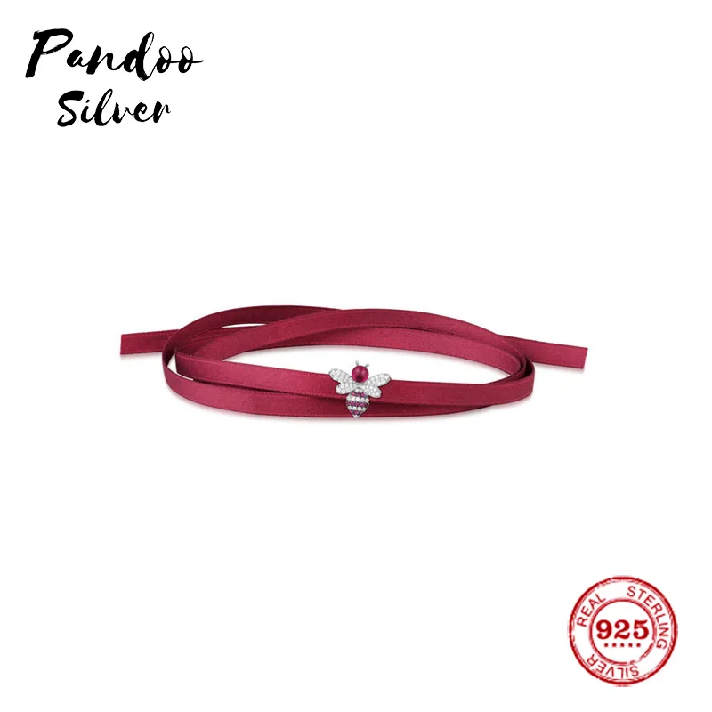 

Fashion Charm Sterling Silver Copy 1:1 Copy,Silver Bumble Bee Choker-Bracelet With Synthetic Red Stone Women Monaco Jewelry Gift
