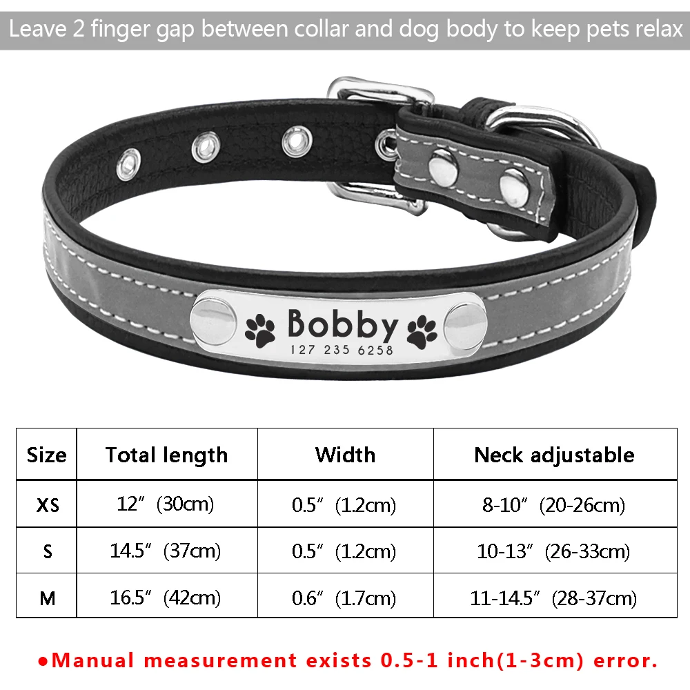 Custom Leather Dog Cat Collar Personalized Rhinestone Puppy Collar Engraved Pet Collars for Small Medium Dogs Pitbull Yorkie 