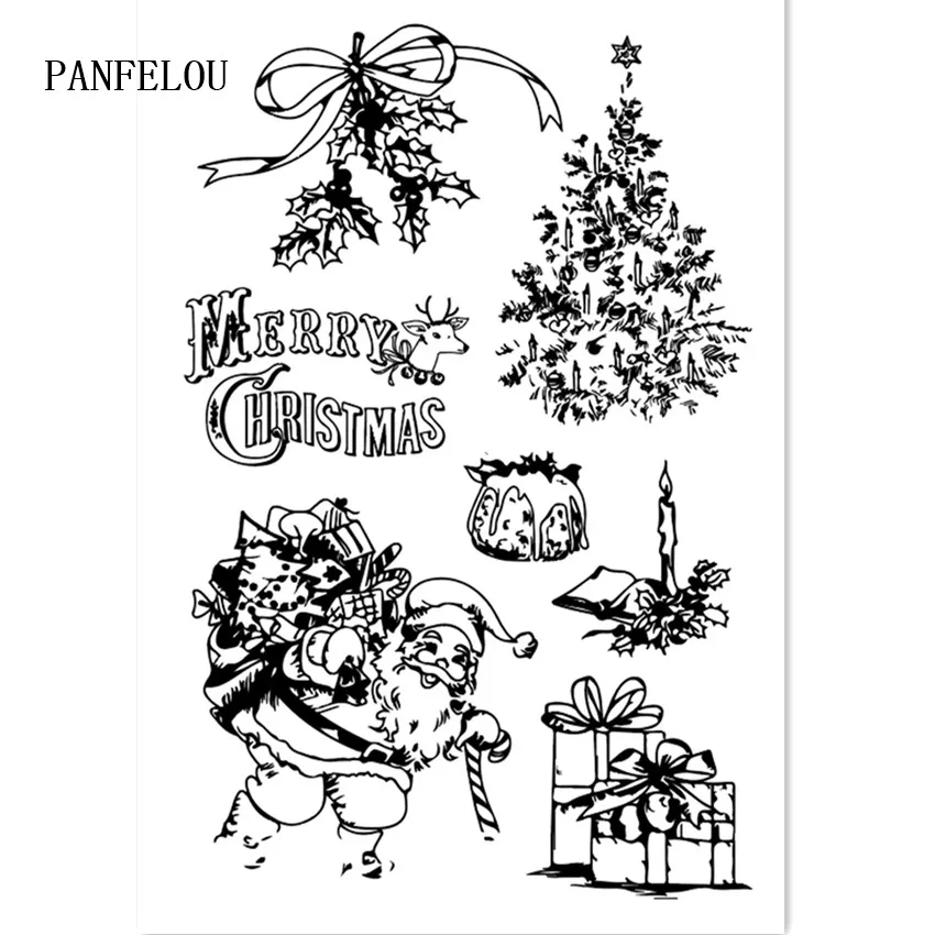 PANFELOU Рождественский подарок 11*16 прозрачный значок Силиконовая печать/печать DIY Скрапбукинг/фотоальбом рождественские штампы листов