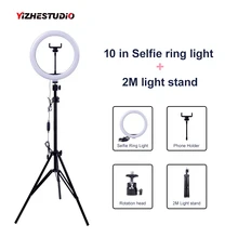 Video Licht Dimbare Led Selfie Ring Licht Usb Ring Lamp Fotografie Licht Met Telefoon Houder 2M Statief Stand Voor make-Up Youtube(China)