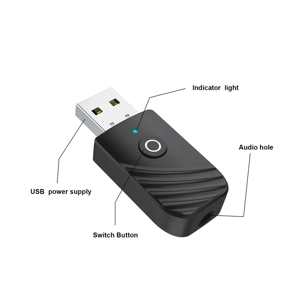 Высококачественный USB Bluetooth 5 0 адаптер 3 мм AUX аудио приемник передатчик